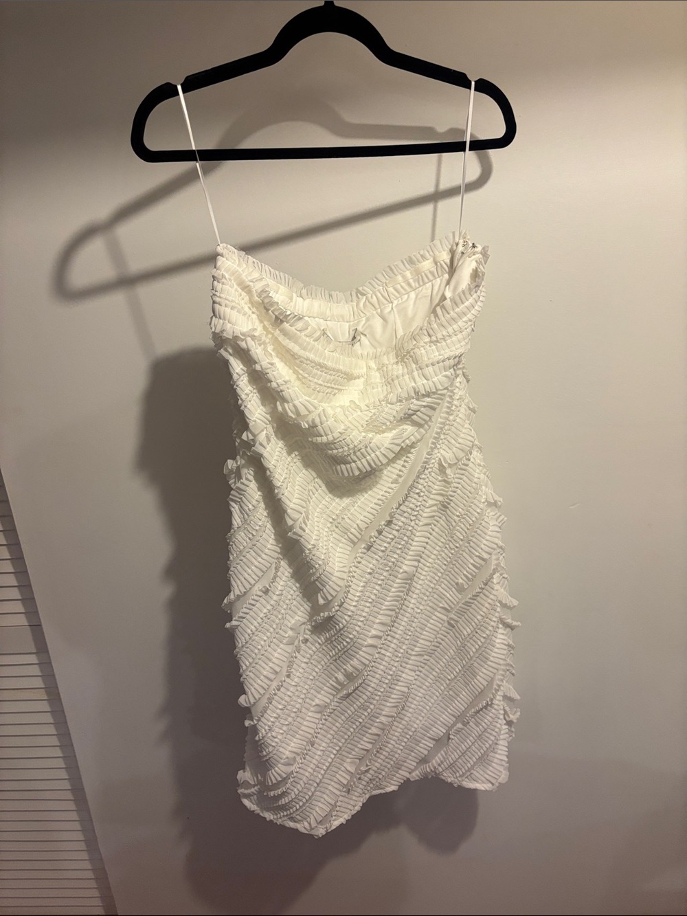 Anthropologie White Ruffled Strapless Mini Dress